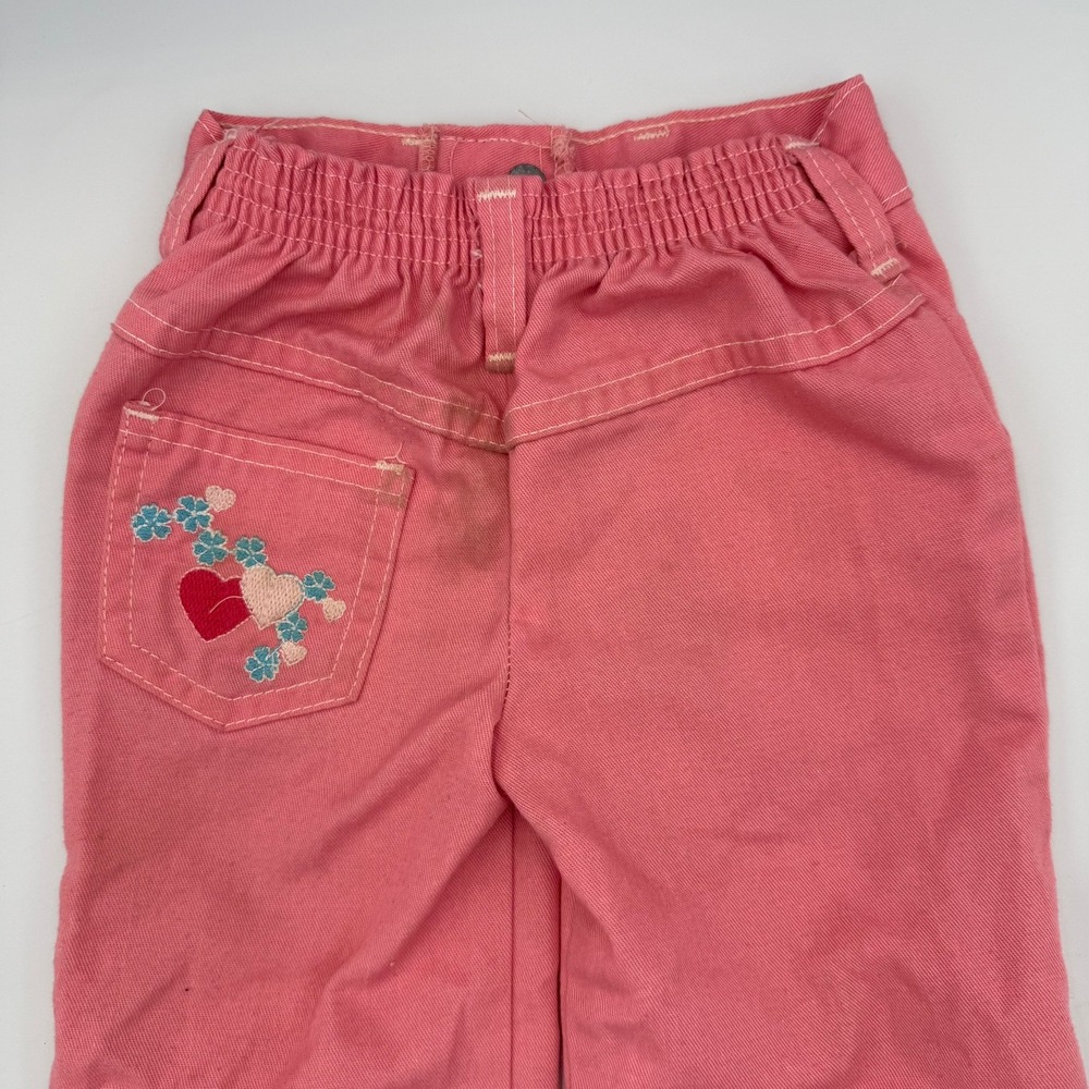 VTG 70-80s Garanimals Pink Kids 4-5T Pants Embroidered Hearts & Flowers, STAINED - Picture 11 of 14